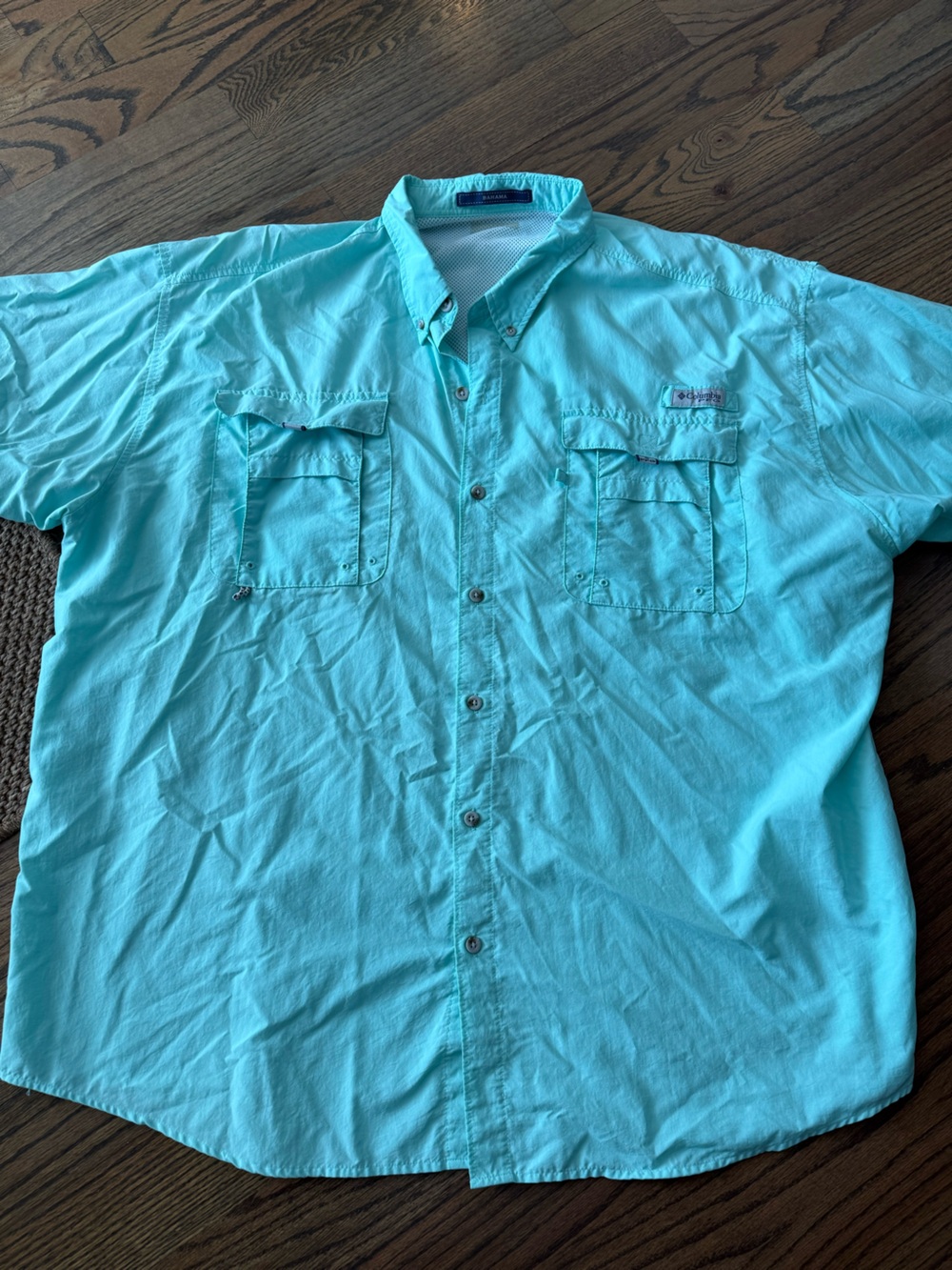 Columbia Men's Aqua/Turquoise Short-Sleeve SPF50 Button-Down Shirt